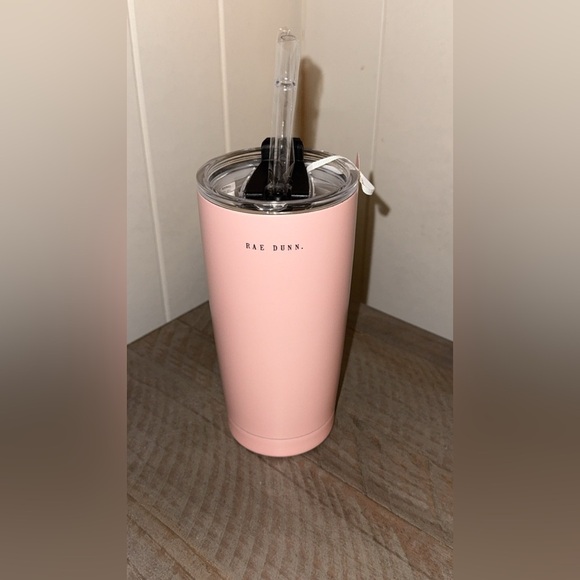 NWT RAE DUNN 17oz. Stainless Steel Pink Tumbler Cup with Lid & Straw ‘MOM’ - Picture 2 of 2